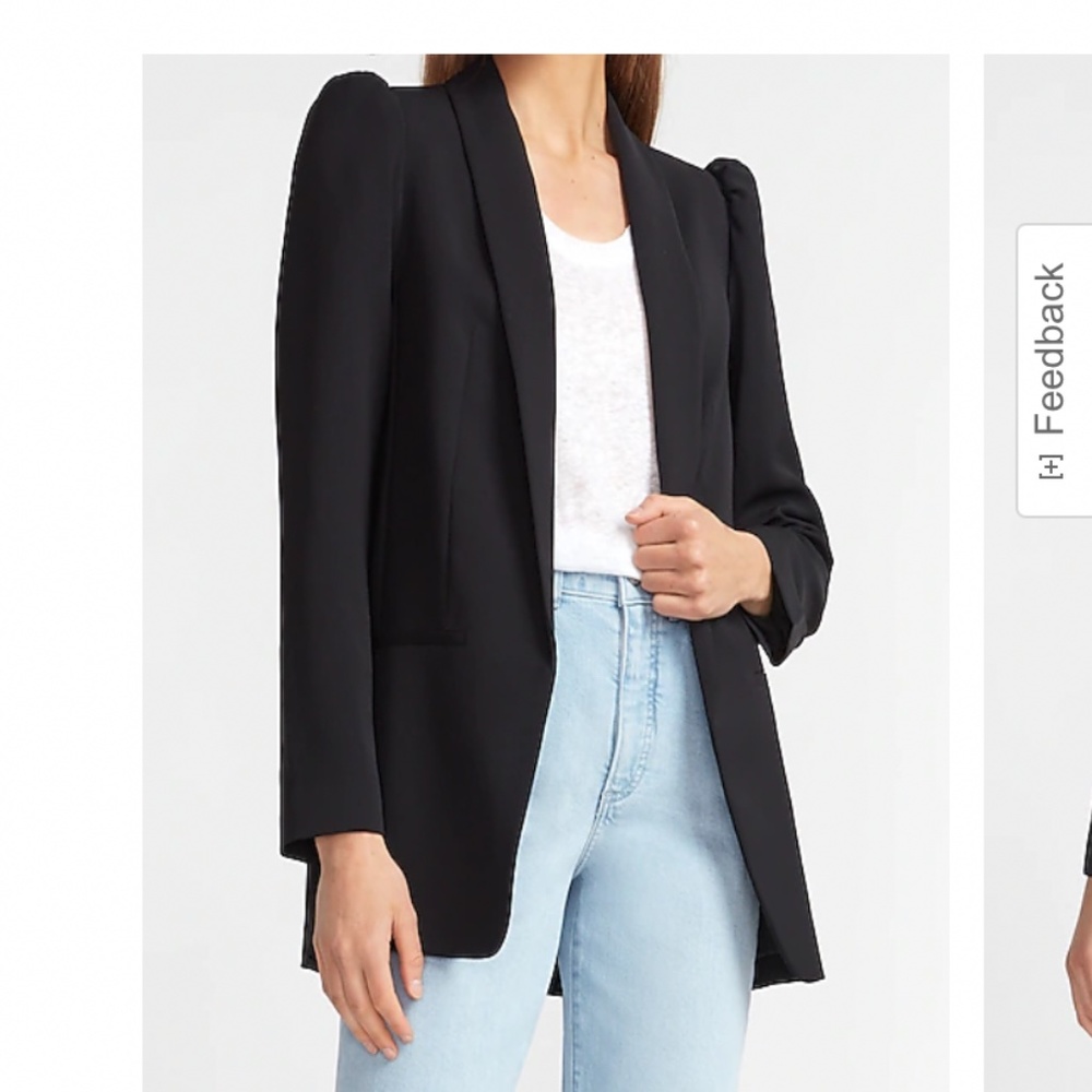 Express Black Long Puff Sleeve Boyfriend Blazer